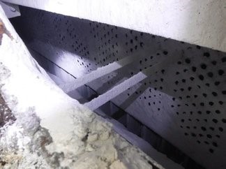 Condition at inlet area near Gas Distribution Screen before Sonic Horn installation