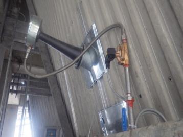 Newly installed sonic horn at hopper