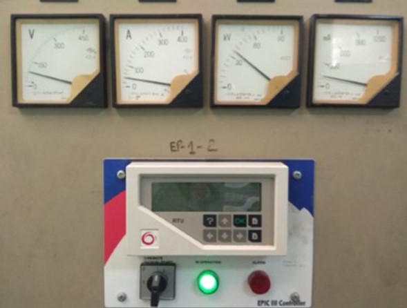 Readings: After minor repair 33.6kV ; 111mA ; 46SPM (full load boiler)
